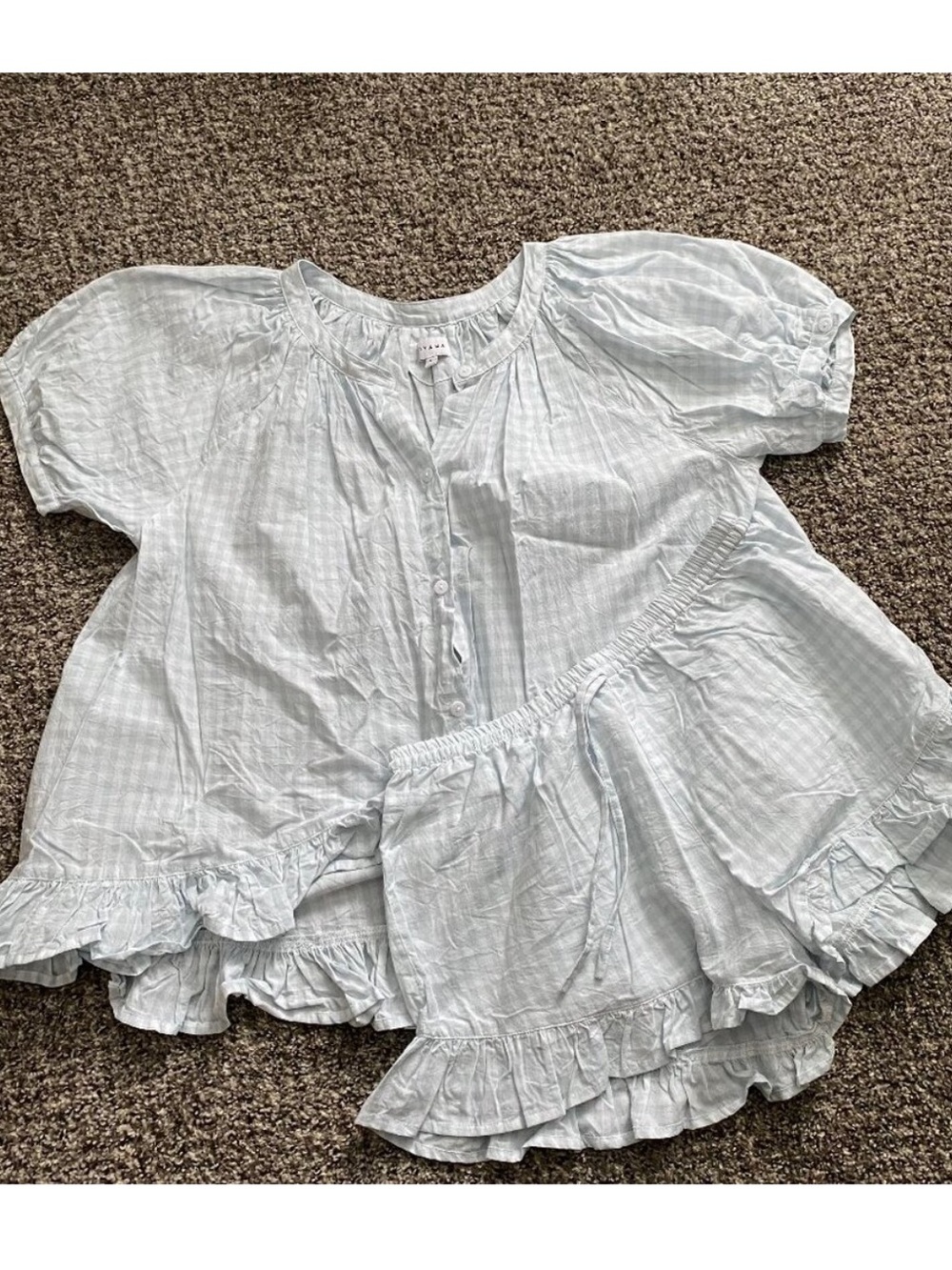 Piyama Sophie Sleep Set Pajamas Blue & White Gingham Size Large